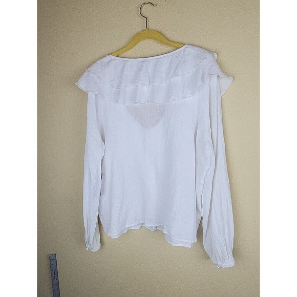 I.N.C Women's Blouse Top sheer white boho ruffle layer button up‎ NWT Size XXL - Picture 10 of 10
